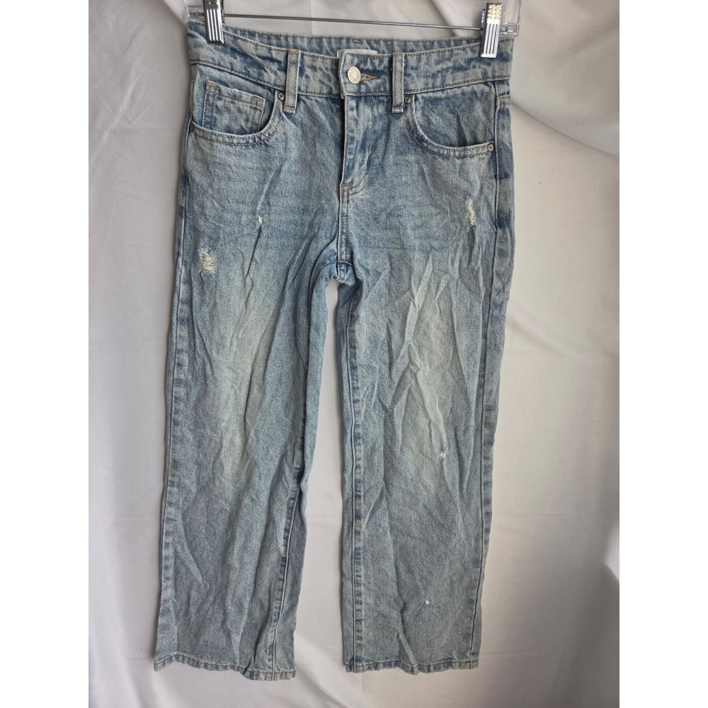 RSQ Low Rise Wide Leg Jeans Girls Blue Light Wash Relaxed Low Wide Leg